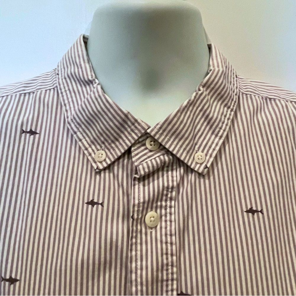 George Gray Casual Button Down Shirt, Stripes with Sharks, Size 2XL - Picture 6 of 8